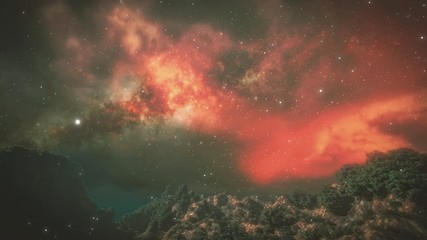 Wall Mural - video of universe or aerial flyby. camera moves towards a sky and heavenly objects seen at a distanc