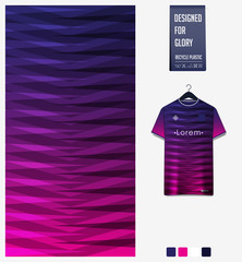 Violet gradient geometry shape abstract background. Fabric textile pattern design for soccer jersey, football kit, sport uniform. T-shirt mockup template design. Vector Illustration.