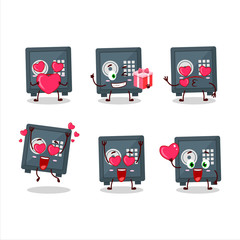 Sticker - Safe deposit box cartoon character with love cute emoticon