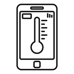 Wall Mural - Smartphone temperature control icon. Outline smartphone temperature control vector icon for web design isolated on white background