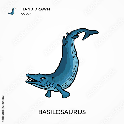 Fotomural Basilosaurus Hand drawn color icon