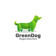 Vector Logo Illustration Green Dog Gradient Colorful Style.