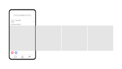 Social media mobile app page template. Carousel post. Minimal design.