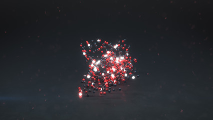 Wall Mural - pulsating cluster of glowing spheres 3d render