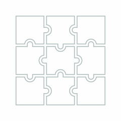 nine blank puzzle pieces. puzzle for web, information or presentation design, infographics. white pu