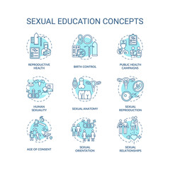 Wall Mural - sexual education concept icons set. human sexuality and physiology idea thin line rgb color illustra
