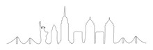 New York City One Line Buildings. New York City Skyline Vector Illustration Isolated On White 
