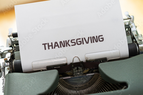 Thanksgiving written on a paper in a typewriter