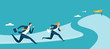 Climbing the hill of financial success. Business vector illustration.