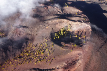 Aerial view of volcanic landscape. Volcanic crater in Tenerife, Canary islands, Spain. High quality image