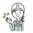 © ケイーゴ・K - Stock illustration: young woman wearing work clothes, ok sign