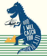 Wall Mural - dinosaur vector illustration with cool slogans. for t-shirt prints and other uses.