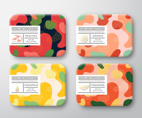 Wall Mural - bath care cosmetics boxes set. vector wrapped containers label cover collection. packaging with hand