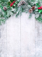 Wall Mural - christmas and new year background with fir branches