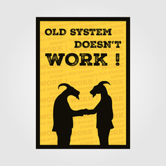 two silhouette goat in suit hand shake vintage poster , posters to criticize the system