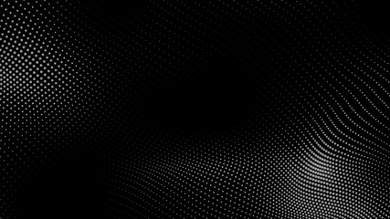 Wall Mural - dot white black wave technology texture background. abstract big data digital concept. 3d rendering.