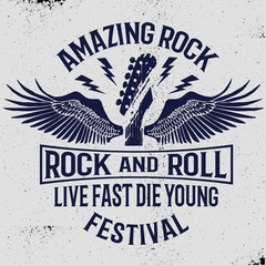 Wall Mural - rock & roll theme vector graphic, for t-shirt prints and other uses.