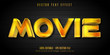 Movie text, shiny golden style editable text effect