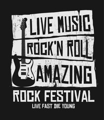 Wall Mural - rock & roll theme vector graphic, for t-shirt prints and other uses.