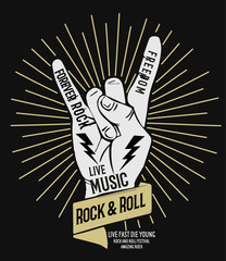 Wall Mural - rock & roll theme vector graphic, for t-shirt prints and other uses.