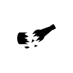 Broken glass bottle icon isolated vector on white