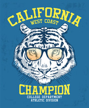 Vintage Style Tiger Illustration With Slogans. Vector Illustrations For T-shirt Prints And Other Uses.