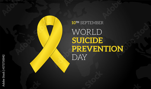 Fotografía World Suicide Prevention Day Black Background Illustration Banner with Yellow Ri