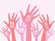 Women hands with #Metoo hashtag word. Me too movement. Anti sexism protest against inappropriate behavior towards women. Vector illustration.