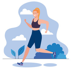 Wall Mural - woman running outdoor, sport recreation exercise vector illustration design