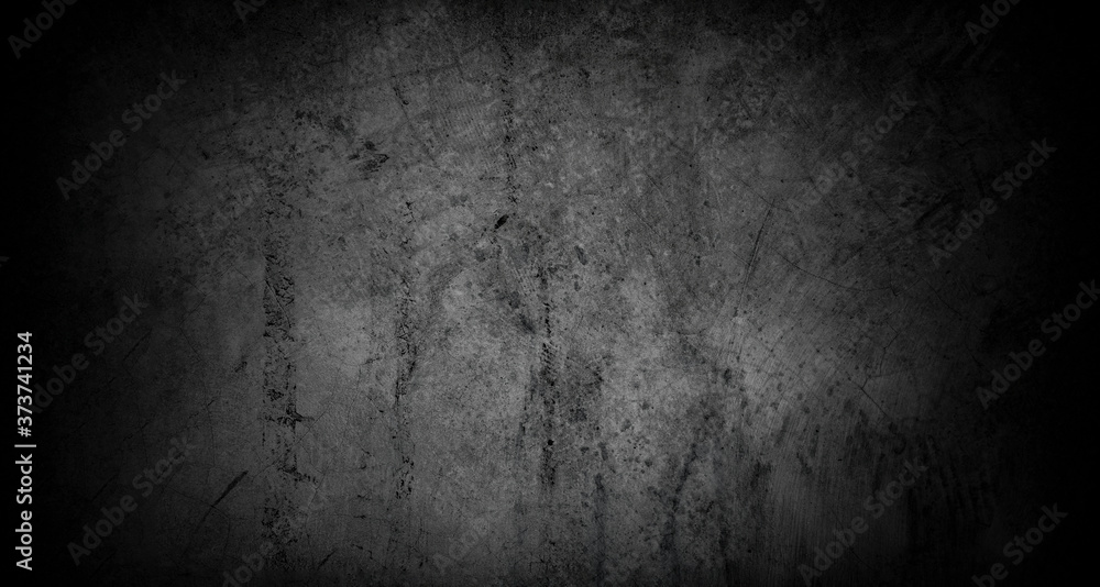 Old wall texture cement dark black gray  background abstract grey color design are light with white gradient background. - obrazy, fototapety, plakaty 