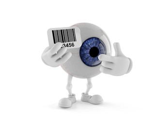 Poster - Eye ball character holding barcode