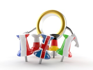 Poster - Wedding ring character with thumbtacks in flags