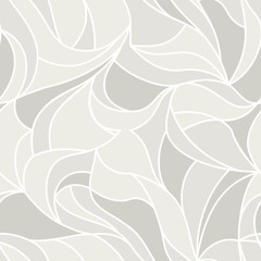 Wall Mural - Vector leaves, seamless pattern. Floral organic background. Line drawn wallpapers