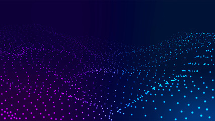 Leinwandbilder - Abstract digital wave of particles. Futuristic point wave. Technology background vector. Vector illustration