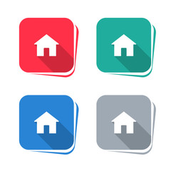 Wall Mural - Home icon on square button