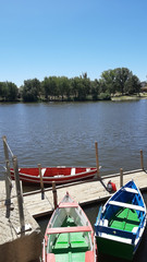 Canvas Print - Vertical shot of boats by the lake