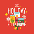 Holiday food drive vector concept illustration. Winter season charity food bank themed poster or banner design
