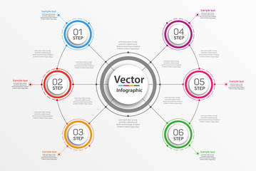  Business infographic template with 6 steps or options for diagram, workflow, timeline, web design 