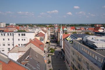 Canvas Print - Aerial shot of an old cozy city named Cottbus in Germany