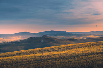 Poster - tuscany lanscape, sunset time, Italy