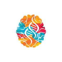 DNA brain vector logo design. Genetic science logo concept.