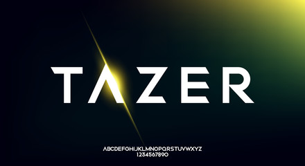 Wall Mural - tazer, an abstract technology futuristic alphabet font. digital space typography vector illustration