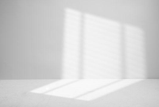 Fototapete - Blinds shadow on gray background. Space for product presentation
