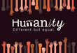 humanity different but equal and diversity hands up design, people multiethnic race and community theme Vector illustration