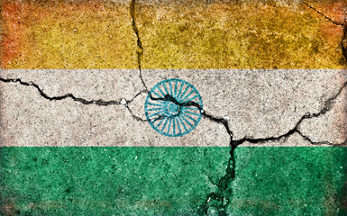 Wall Mural - Grunge country flag illustration (cracked concrete background) / India.