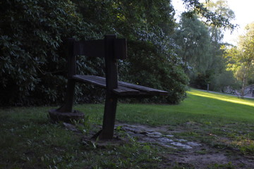 Wall Mural - single chair in the park in the evening light