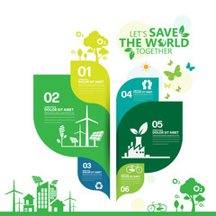 Poster - Ecology. Green cities help the world with eco-friendly concept ideas. info graphic vector illustration