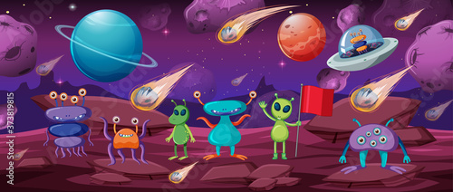 Alien in space scene