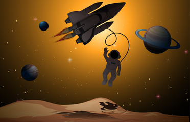 Wall Mural - astronaut in space scene