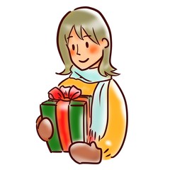 A smiling woman with a present